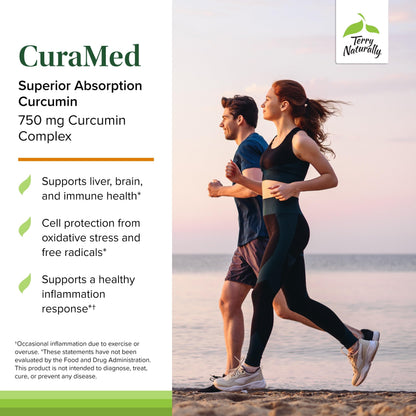 Back label of Terry Naturally CuraMed 750mg showing ingredients