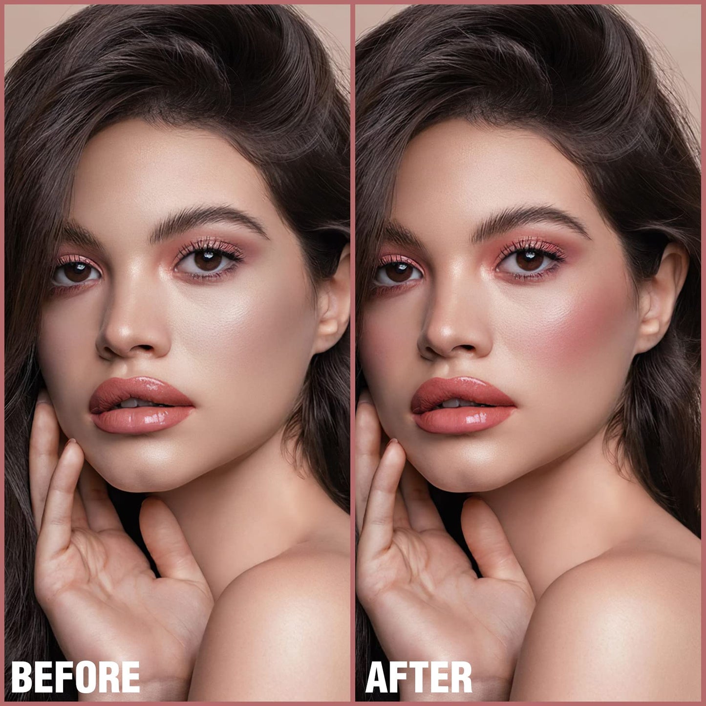 FOCALLURE long wearing cream blush stick application on lips and cheeks