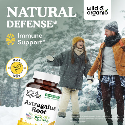 Wild & Organic Astragalus 1200 mg supplement label showing nutritional facts