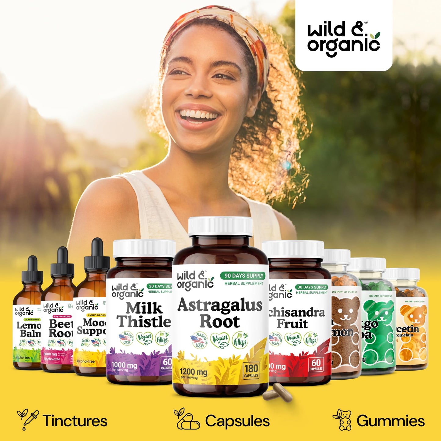 Wild & Organic immune health capsules packaging display