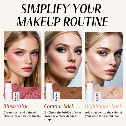 KIMUSE cream contour stick open showing the rich brown shade for facial sculpting.