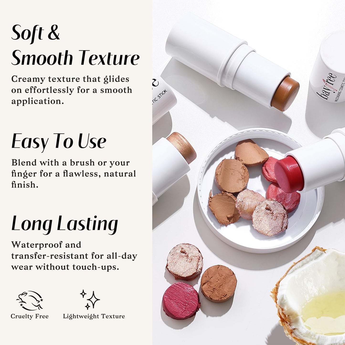 KIMUSE cream blush stick open showing the vibrant color for cheeks and lips.