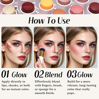 Flat-top synthetic makeup brush with a white handle and gold ferrule for blending face creams.