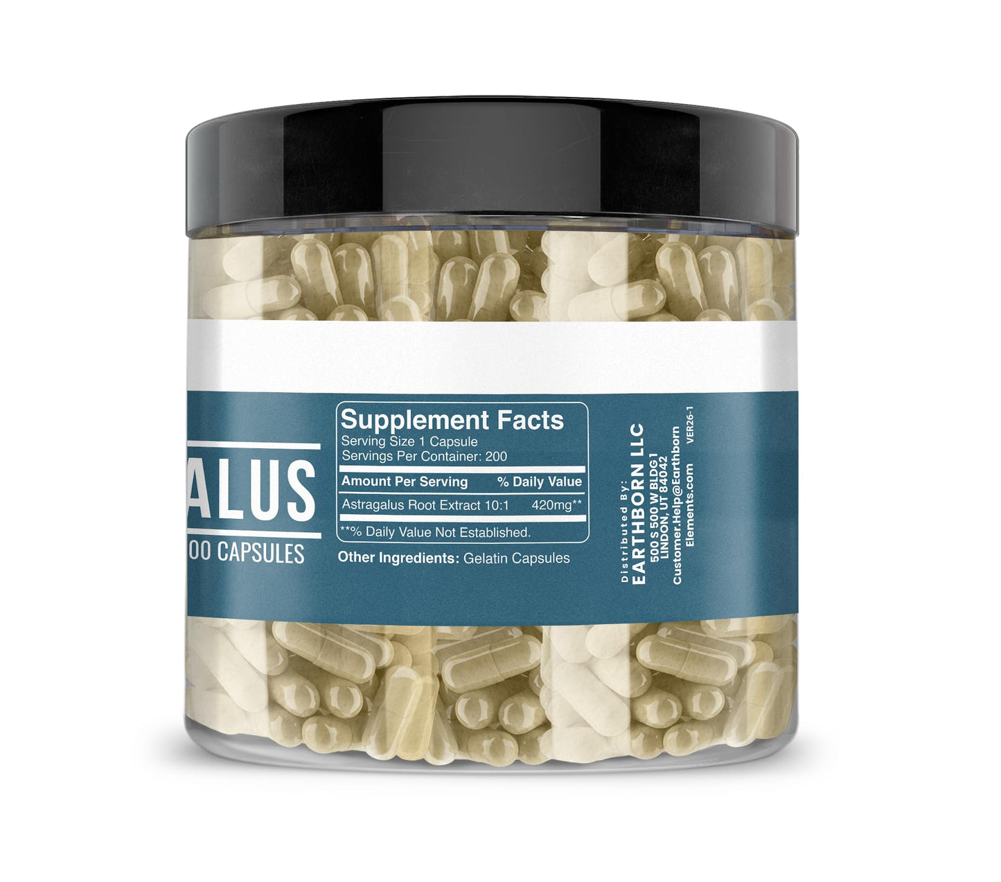 Earthborn Elements Astragalus root extract dietary supplement clean label view.