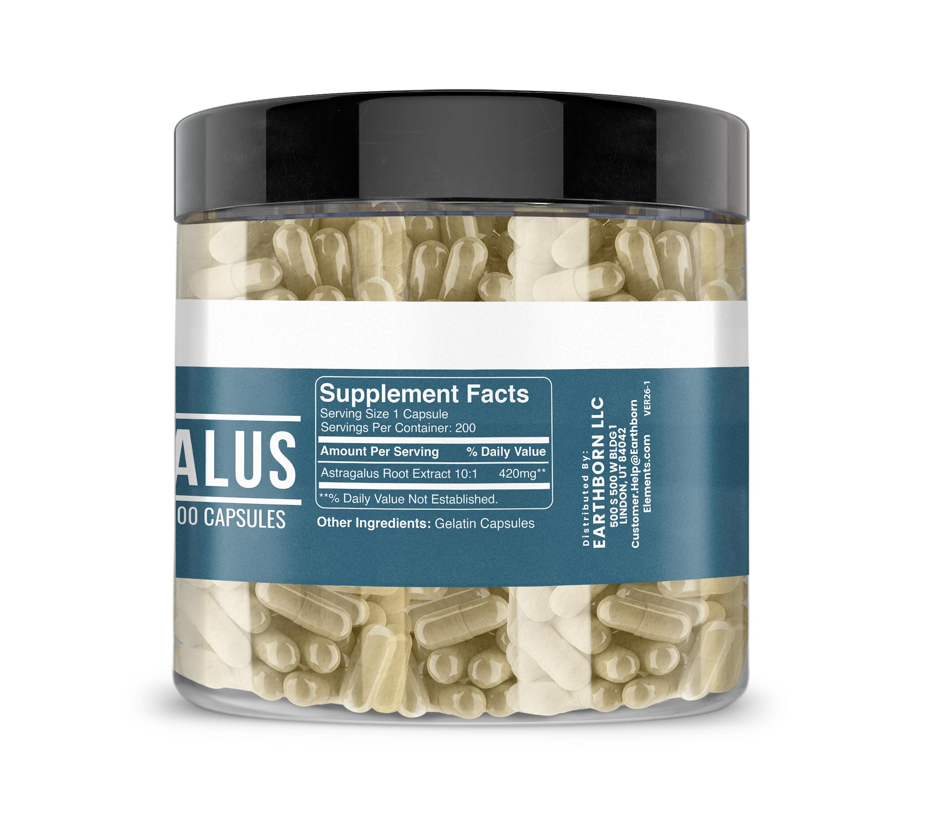 Earthborn Elements Astragalus root extract dietary supplement clean label view.