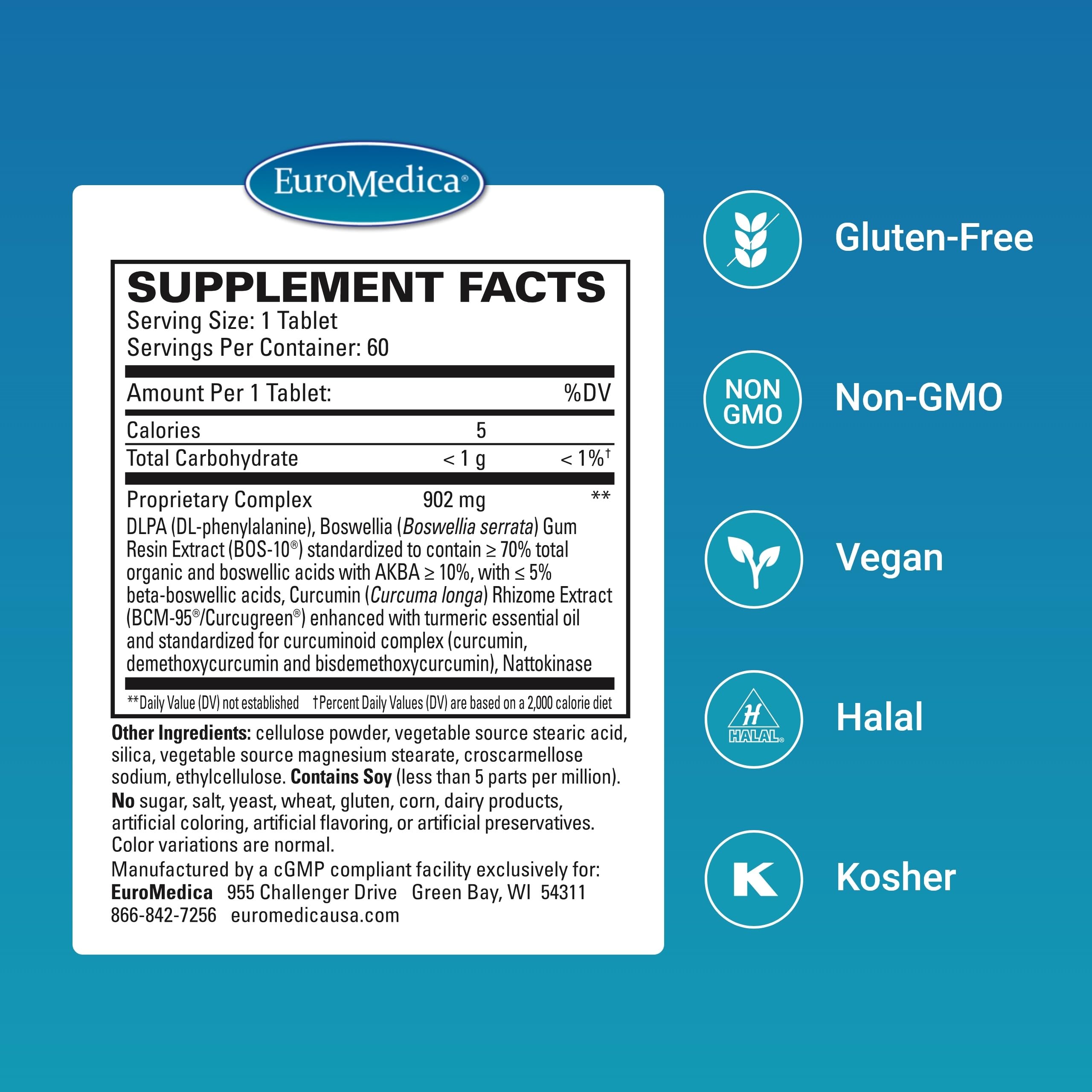 Euromedica Curaphen Extra Strength 60 tablet bottle packaging