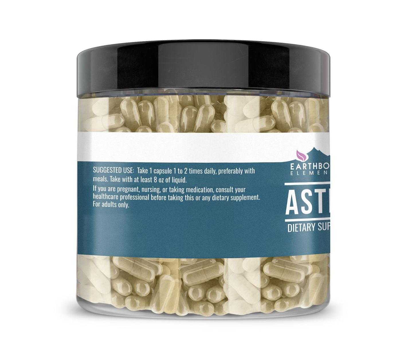 USA imported Earthborn Elements Astragalus 420 milligrams capsules for antioxidant wellness.