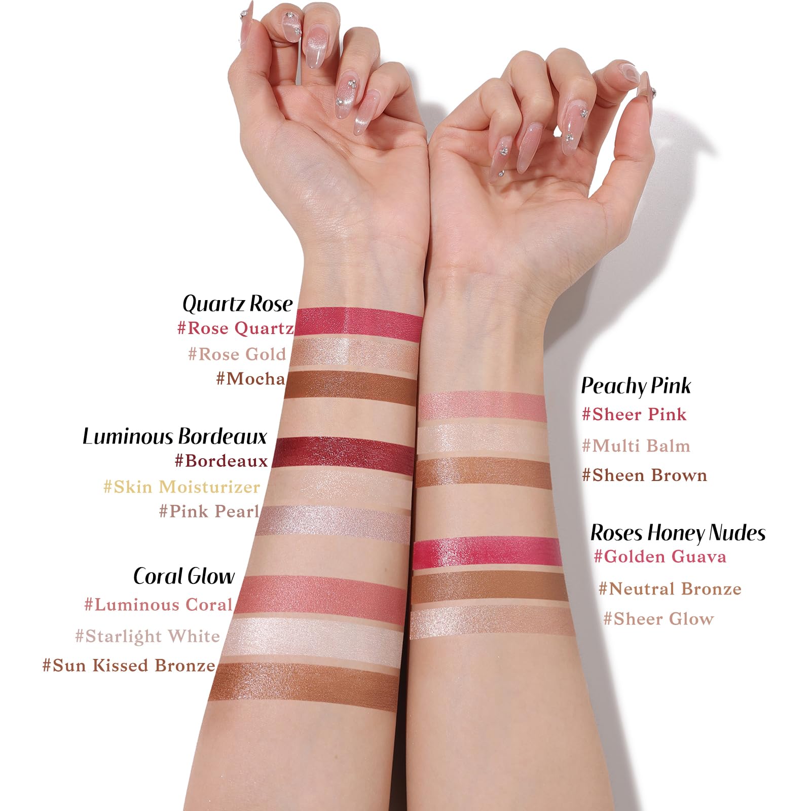 KIMUSE makeup stick set packaging showing the complete four piece collection for travel.
