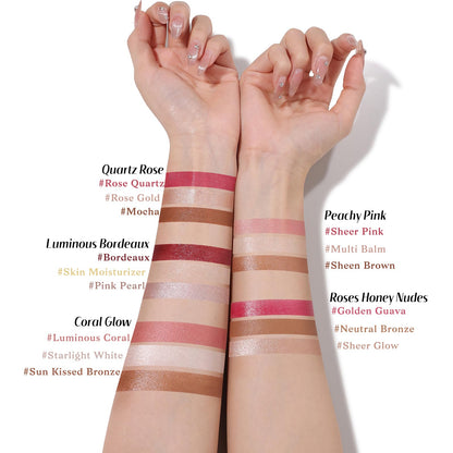 KIMUSE makeup stick set packaging showing the complete four piece collection for travel.