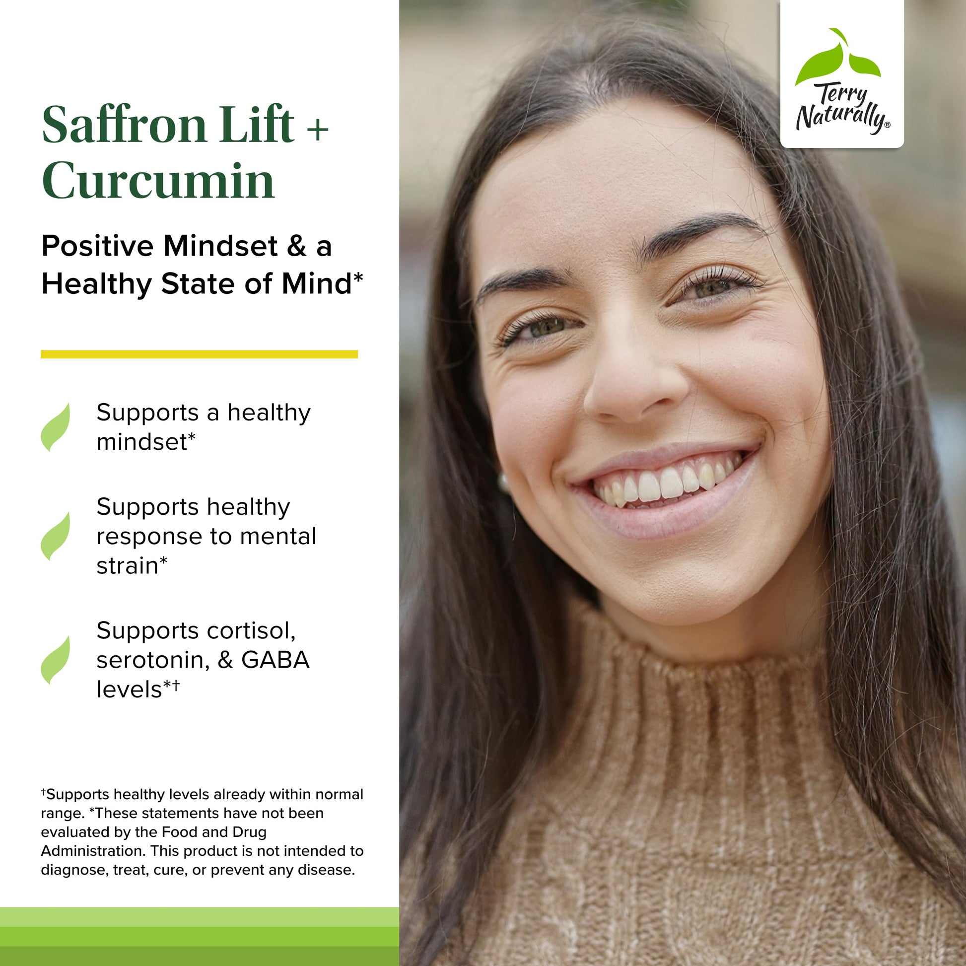 Close up of Terry Naturally Saffron Lift capsules branding