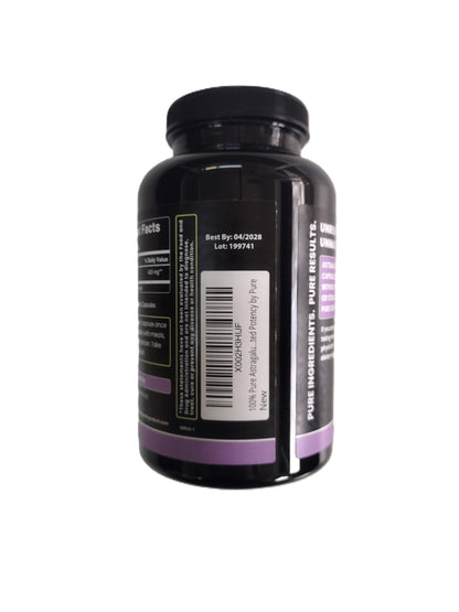 Close up view of the one year supply packaging for Pure Original Ingredients Astragalus herbal capsules.