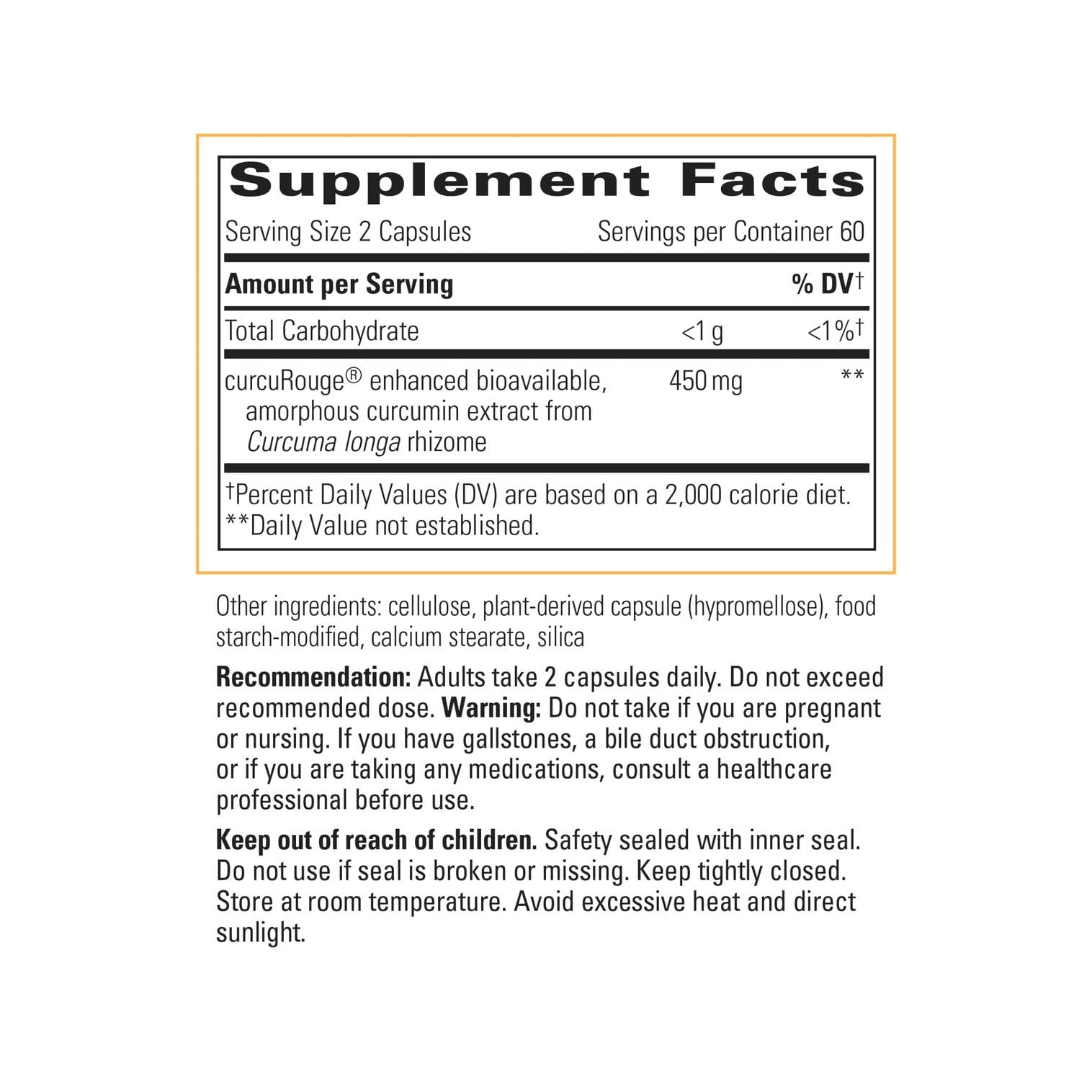 Integrative Therapeutics Curalieve 120 capsules bottle side view