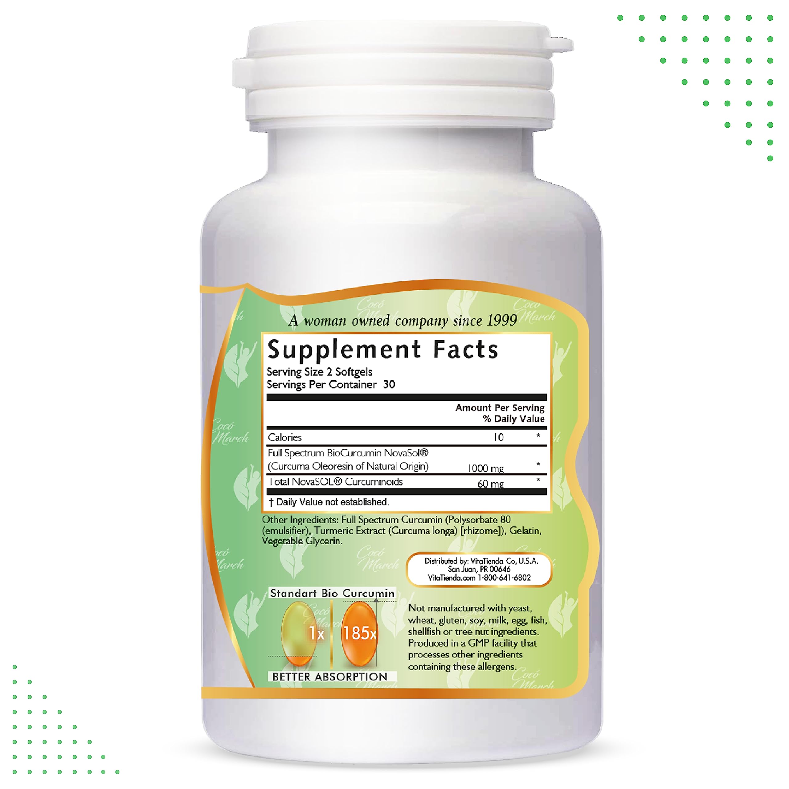 Coco March Molecular Curcumin 180x absorption label detail