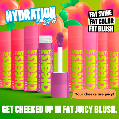 Close up of the plush teardrop shaped applicator tip on NYX Fat Cheeks blush