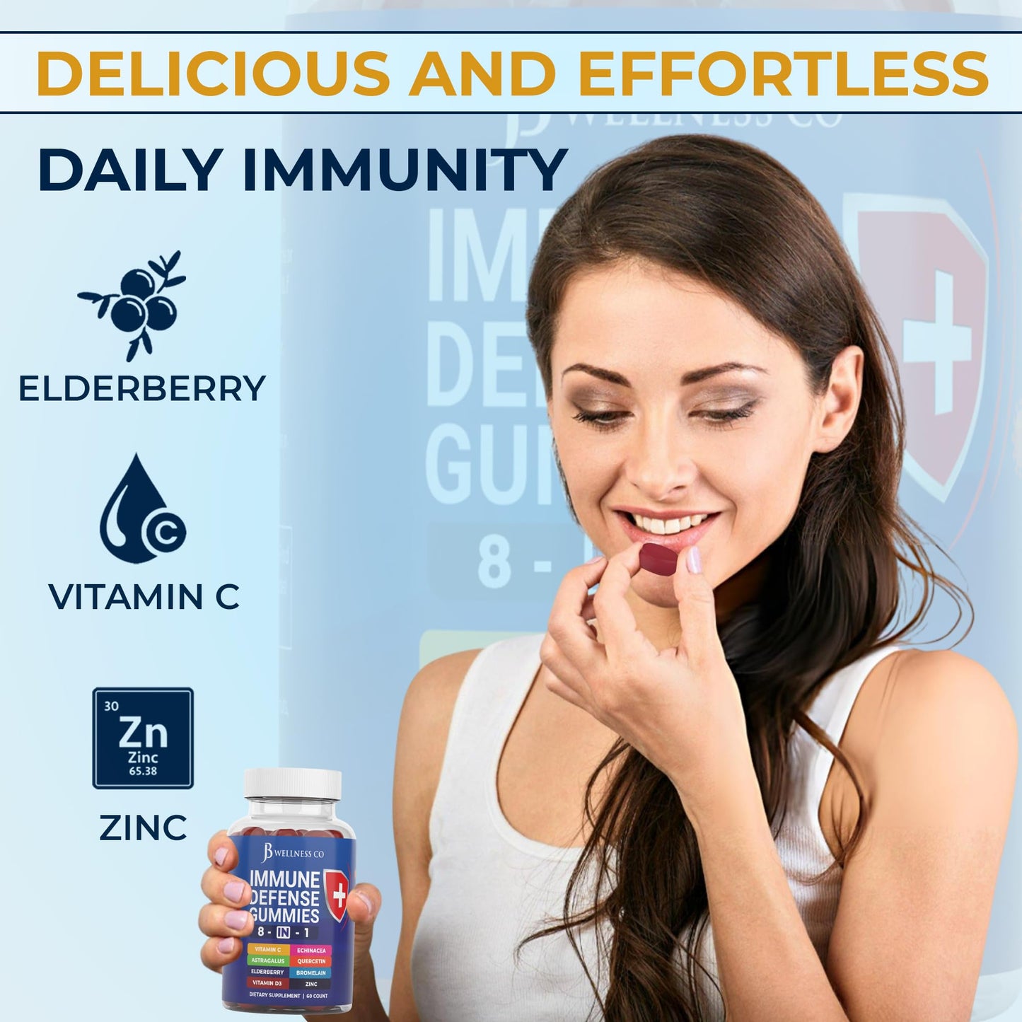 Side angle view of the high-potency supplement bottle highlighting the Astragalus Root, Vitamin C, and Zinc composition