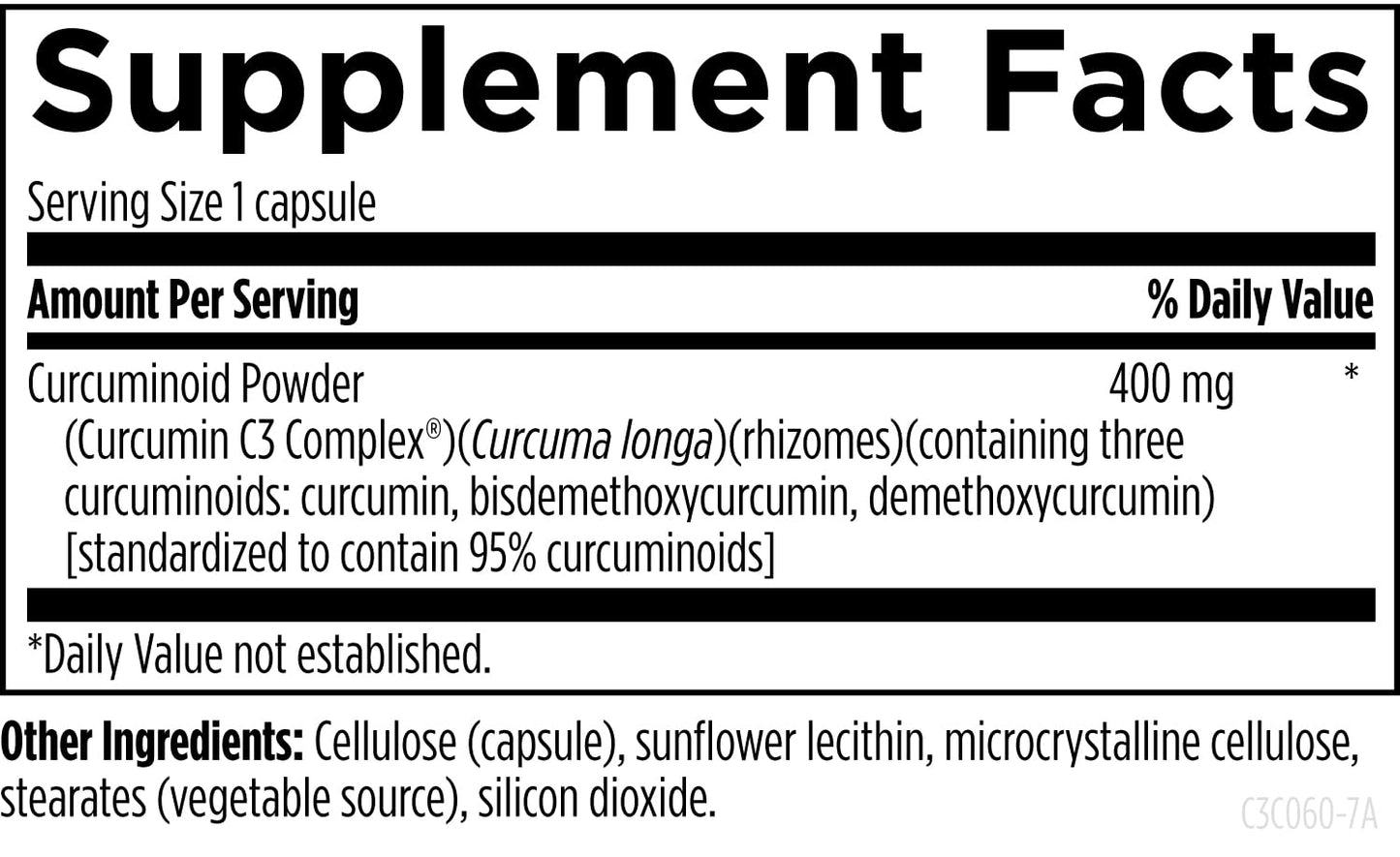 Close up of Designs for Health C3 Curcumin capsule