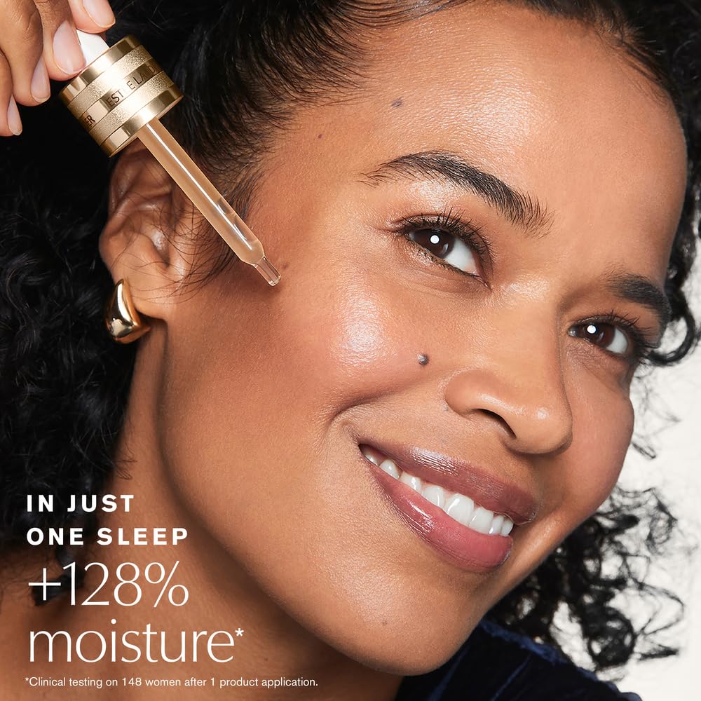 Estée Lauder Synchronized Multi Recovery Complex serum packaging and bottle detailing hydration benefits