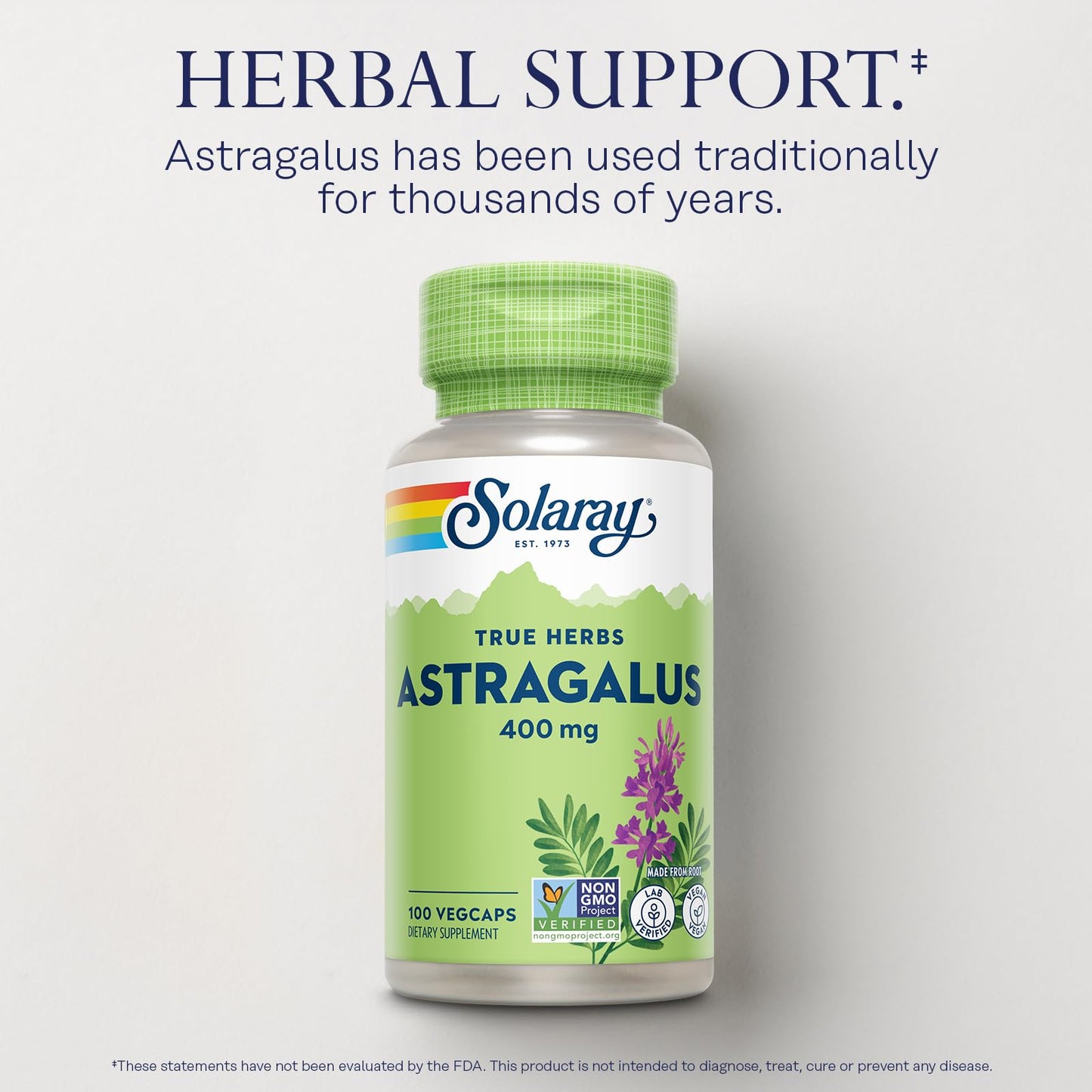 Premium USA imported Solaray Astragalus 400mg adaptogen wellness capsules