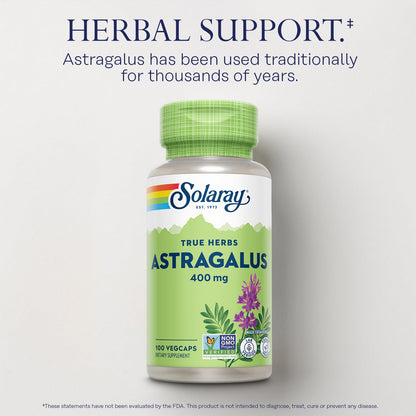 Premium USA imported Solaray Astragalus 400mg adaptogen wellness capsules
