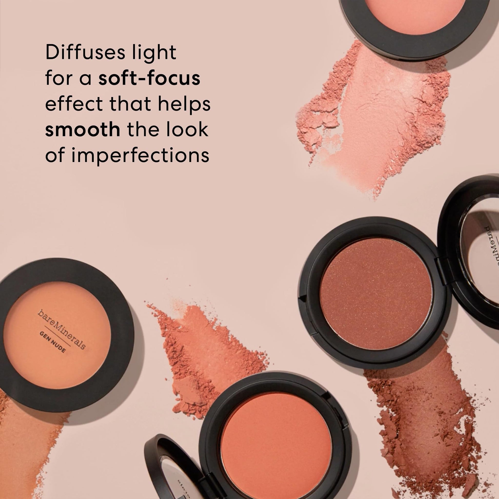 bareMinerals vegan matte finish blush being applied with a professional makeup brush