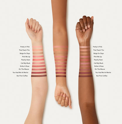 bareMinerals rose toned natural flush cheek powder shade comparison on a clean backdrop