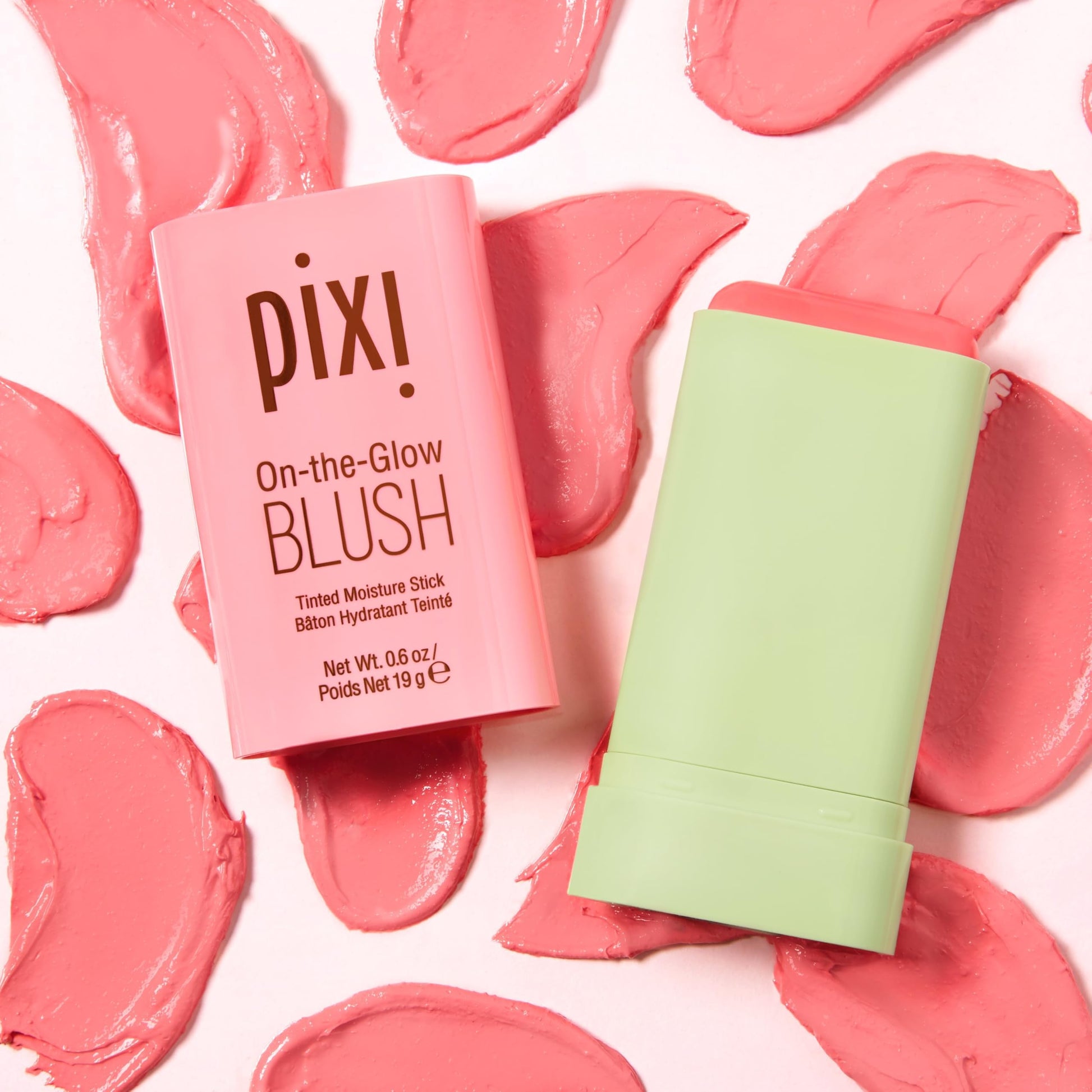 Authentic Pixi beauty blush stick packaging with mint green details