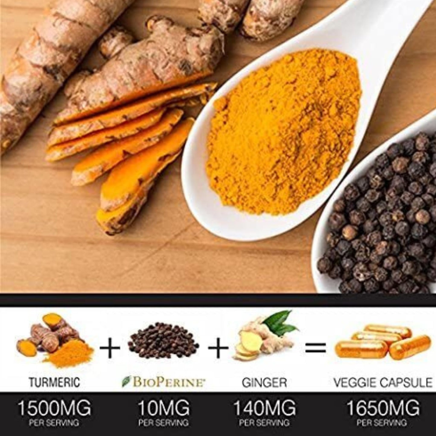 FineVine Turmeric Curcumin 60 day supply bottle back view