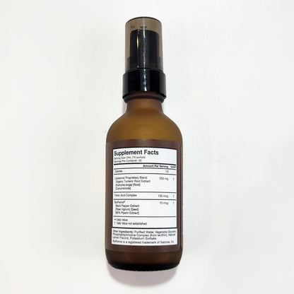 Liquid turmeric supplement bottle with high absorption branding