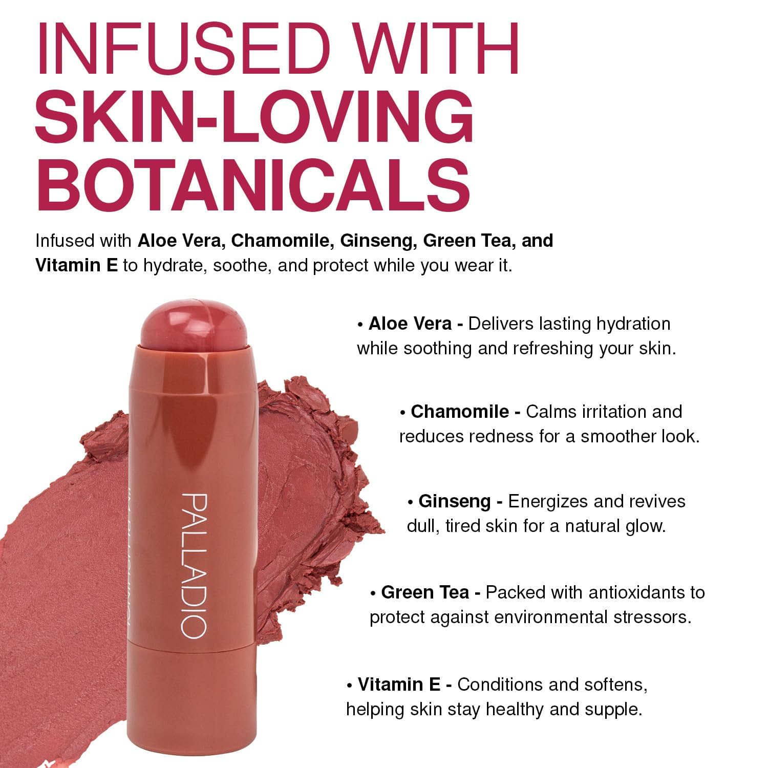 Hydrating cheek and lip color stick being applied for a natural makeup look.