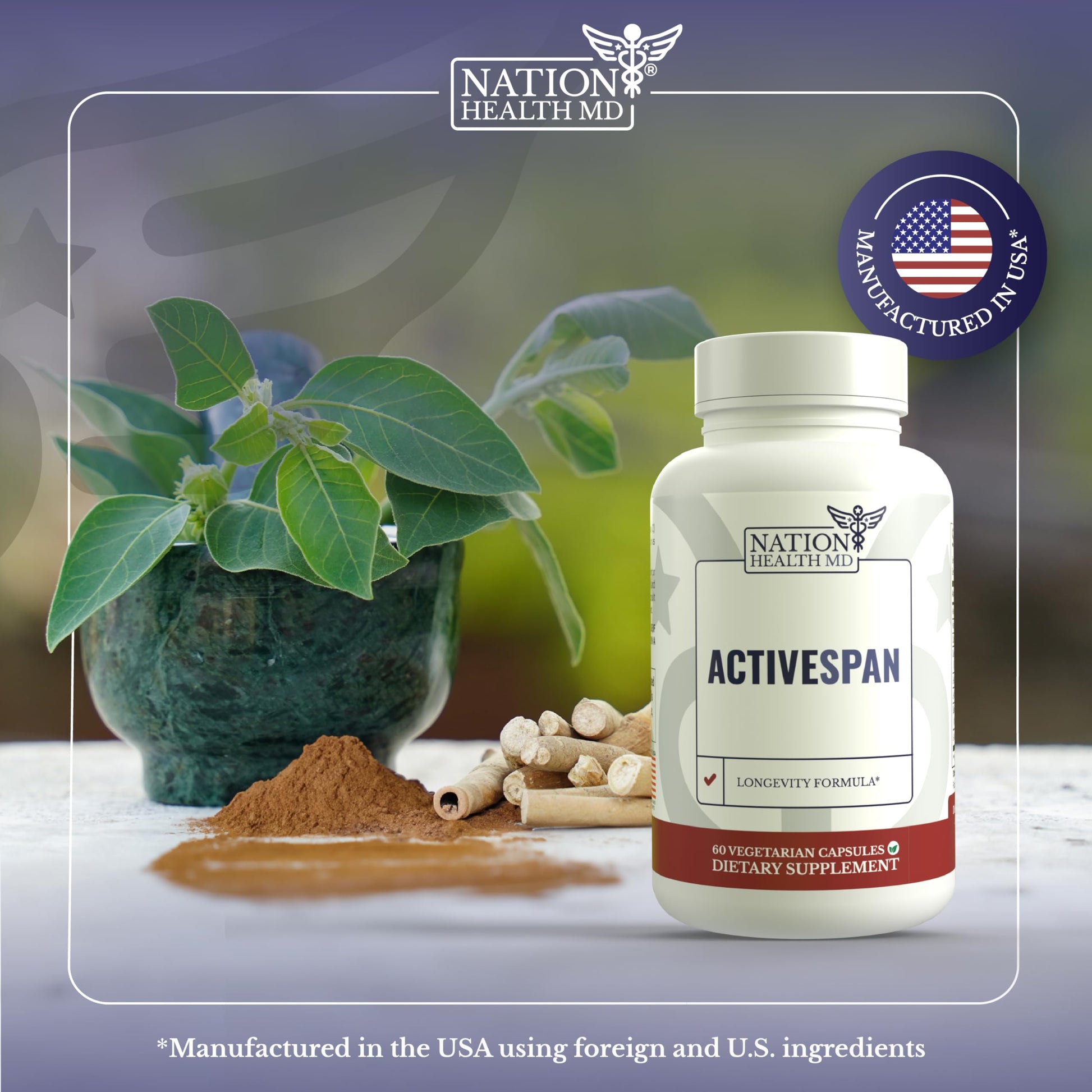 Full packaging view of Nation Health MD ActiveSpan showing standard 30-day supply usage instructions