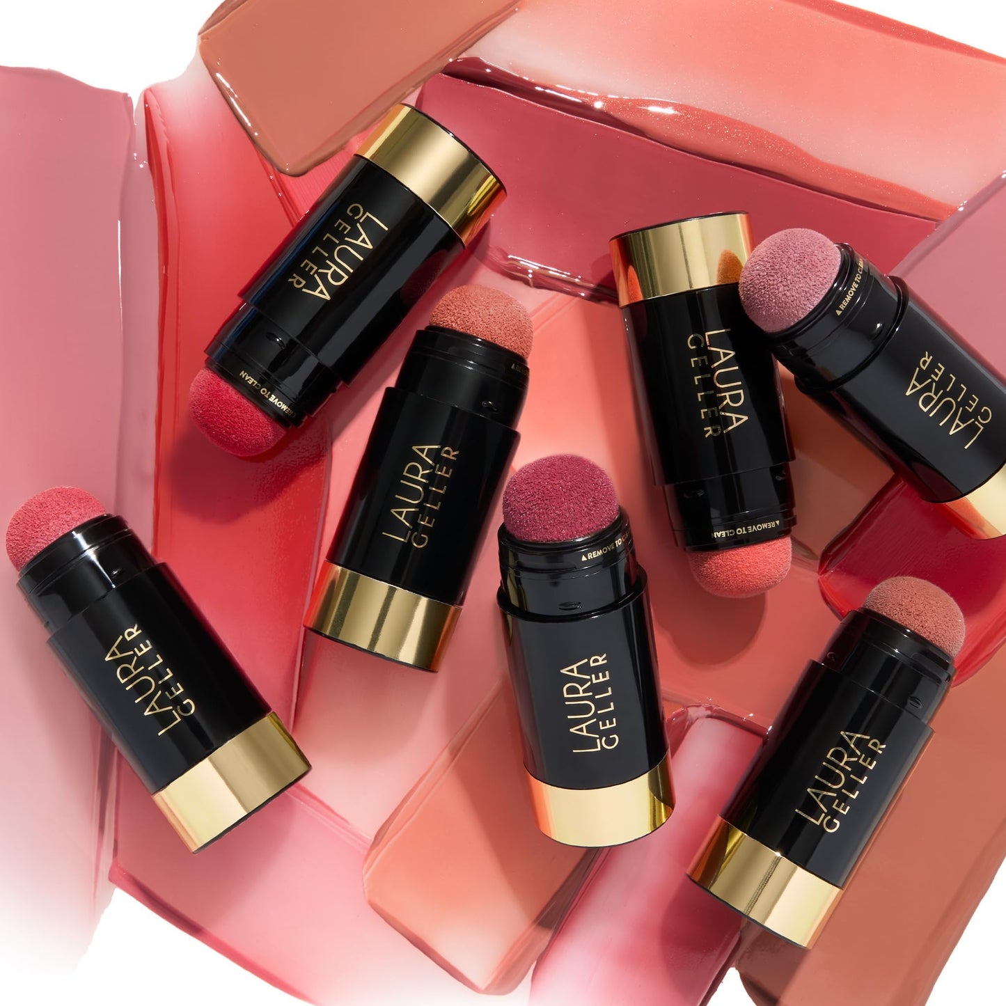 Laura Geller Practical Pink cheek tint product components display