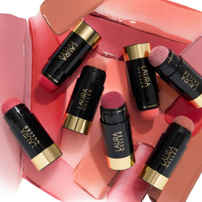 Laura Geller Practical Pink cheek tint product components display