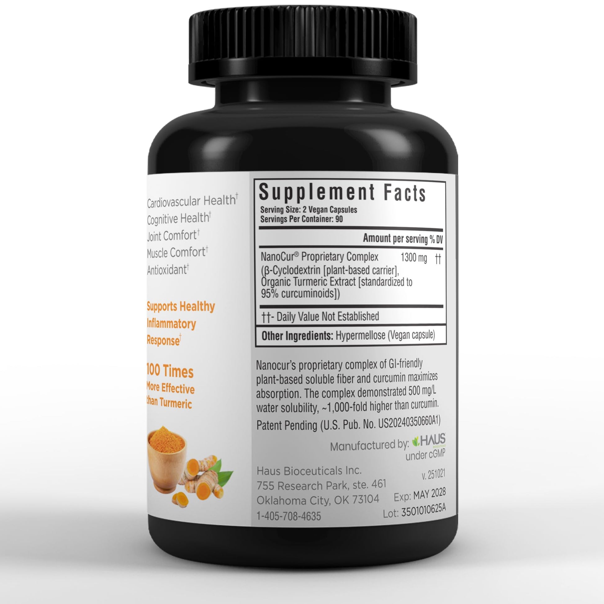 Top view of Nanocur turmeric curcumin cap and bottle seal