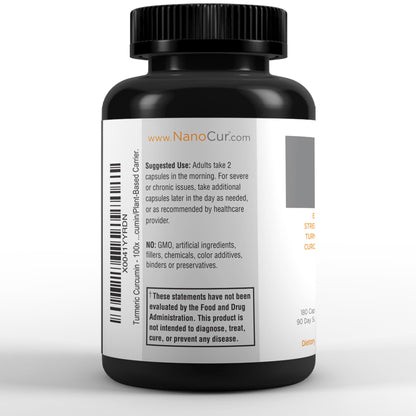 Back label of Nanocur supplement bottle with ingredient list