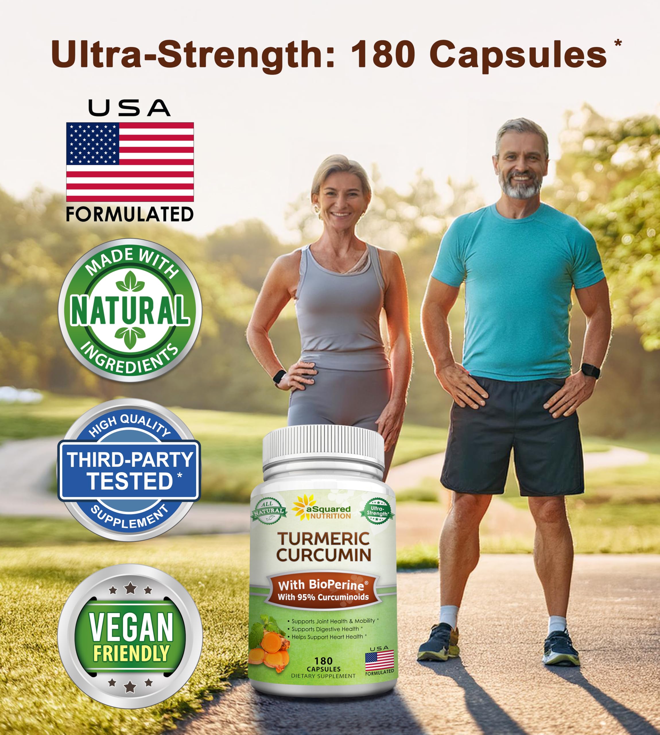 aSquared Nutrition Turmeric Curcumin supplement facts label