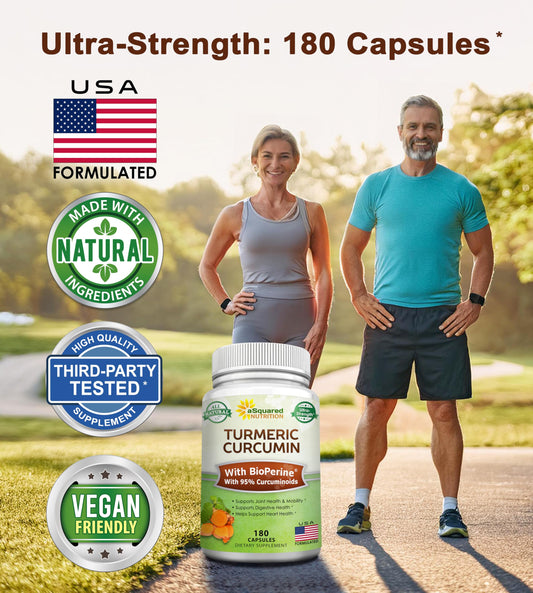 aSquared Nutrition Turmeric Curcumin supplement facts label