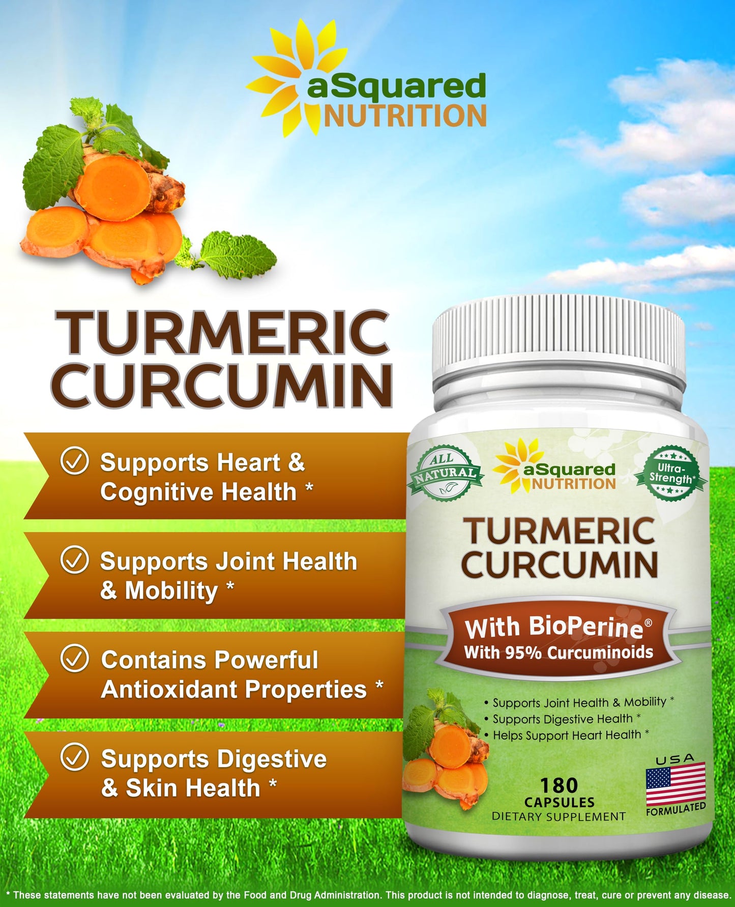 aSquared Nutrition Turmeric Curcumin USA authentic imported packaging