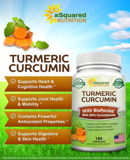 aSquared Nutrition Turmeric Curcumin USA authentic imported packaging