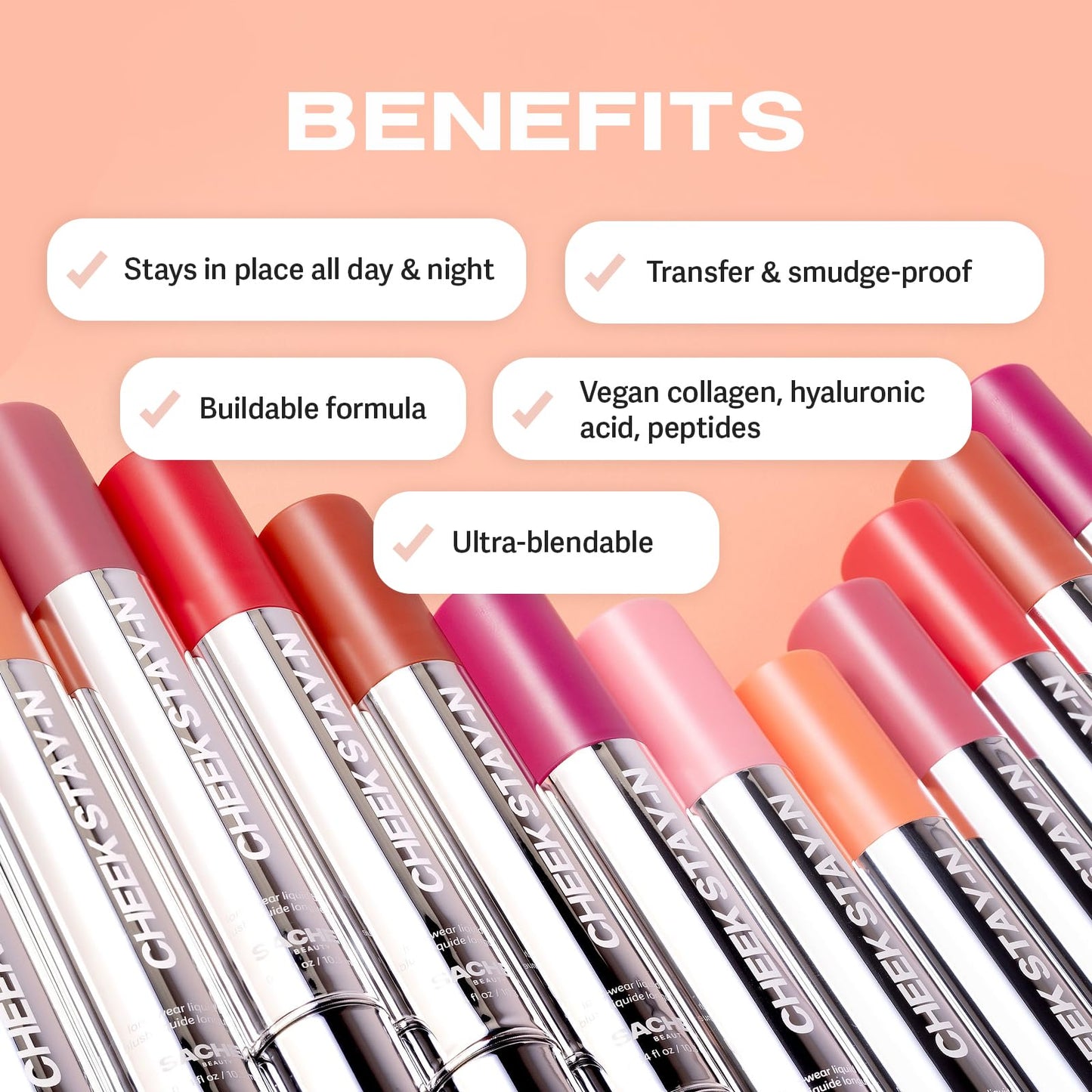 Sacheu Beauty liquid cream blush stain in nude mauve shade Im Guilty.