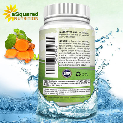 aSquared Nutrition Turmeric Curcumin dietary supplement bottle lifestyle shot
