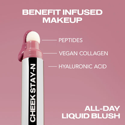 Sacheu Cheek Stay N hydrating dewy blush texture swatch on hand.