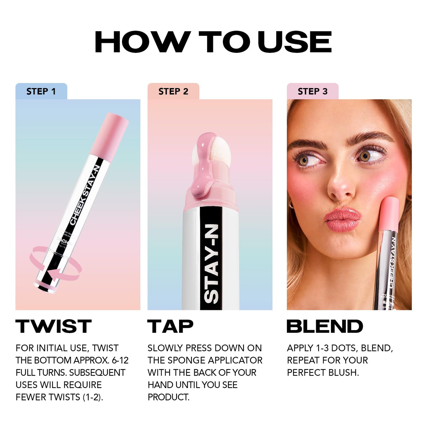 Sacheu brand long wear lightweight cheek stain for a healthy radiant glow.