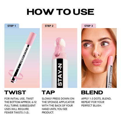 Sacheu brand long wear lightweight cheek stain for a healthy radiant glow.