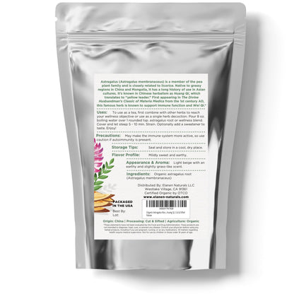 Clinical herbalist selected pure huang qi root tea bag presentation.
