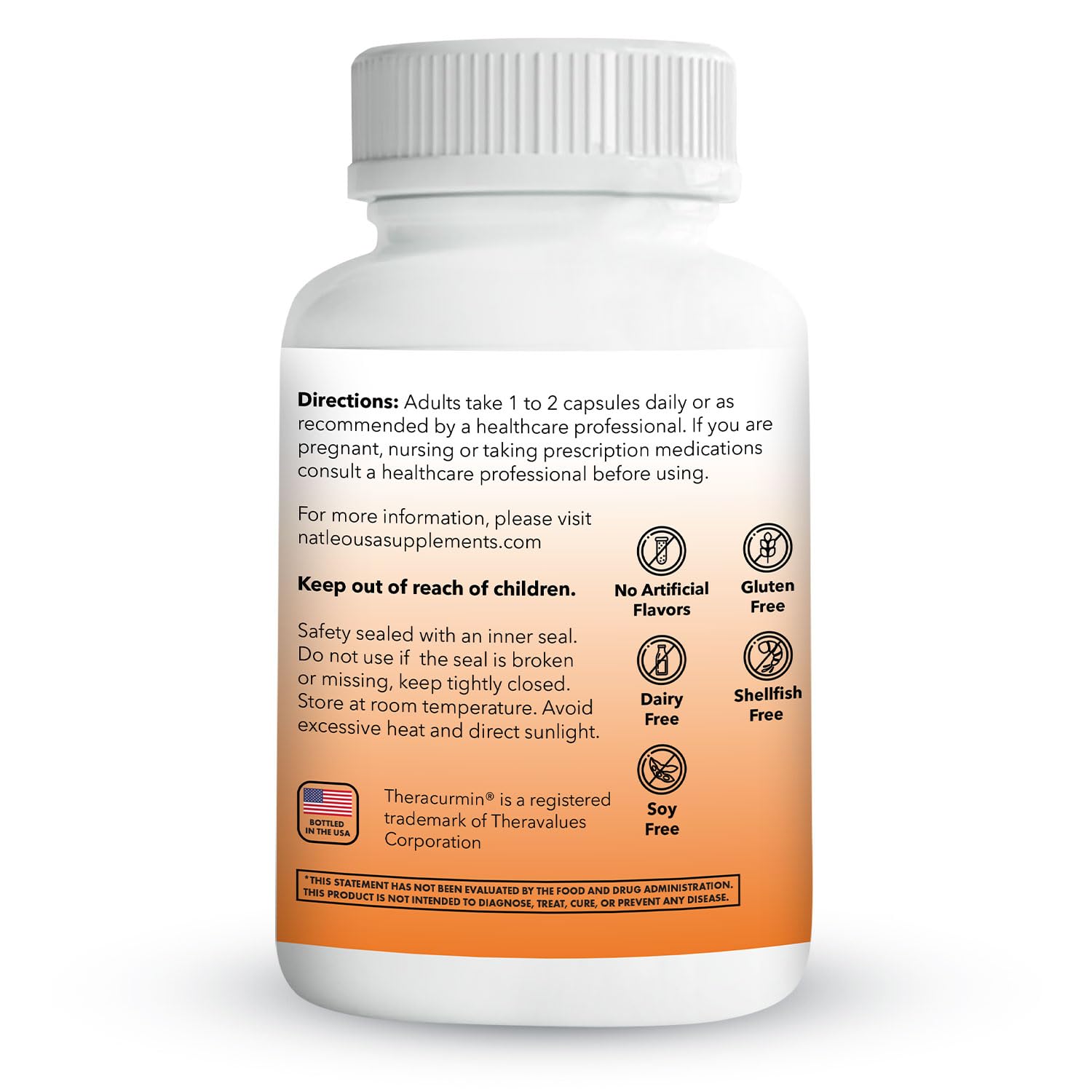 High-absorption turmeric curcumin supplement bottle on clean background