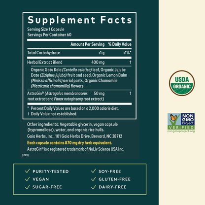 Liquid phyto capsules of Gaia Herbs Gut Revival for optimal gut permeability support.