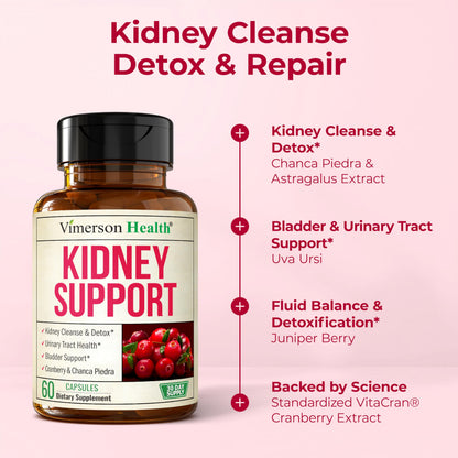 Premium imported kidney support capsules containing vitacran cranberry extract for health