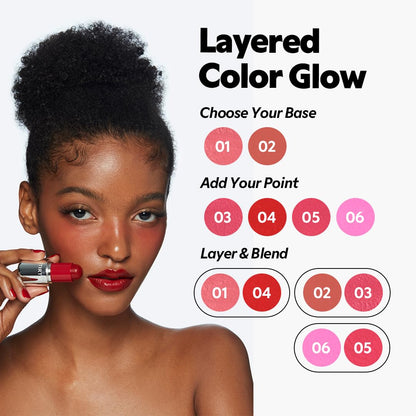 On-the-go travel friendly cream blush stick packaging layout.