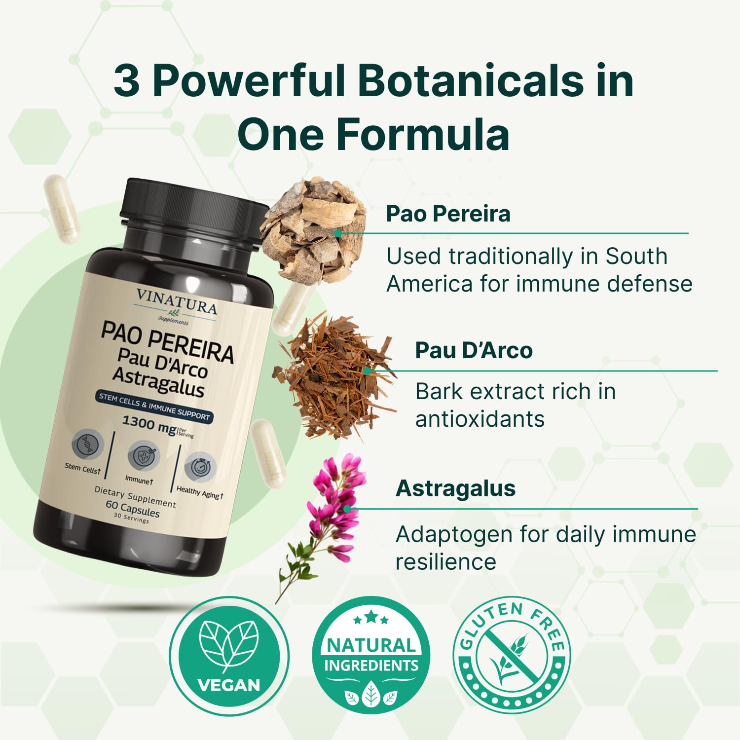Vinatura cellular health supplement featuring Pao Pereira bark benefits