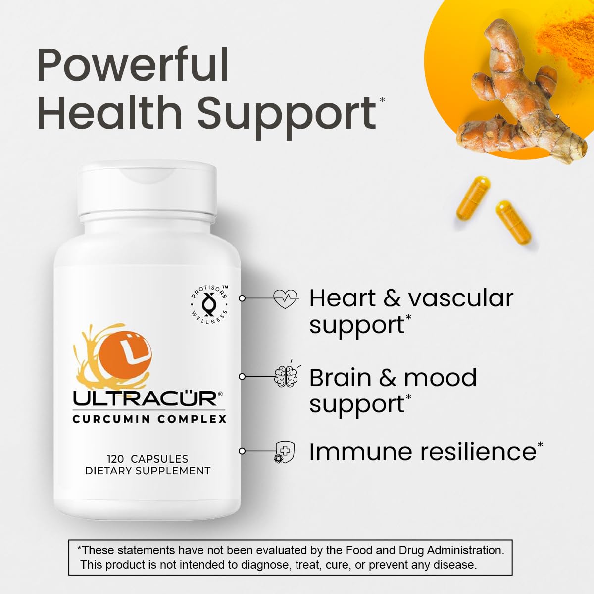 UltraCur 120 vegetarian capsules supplement bottle side profile